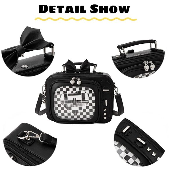 4706 Retro TV Shaped Ita Bag Pin Display Backpack Cute Pin Bag with 3 main image 9